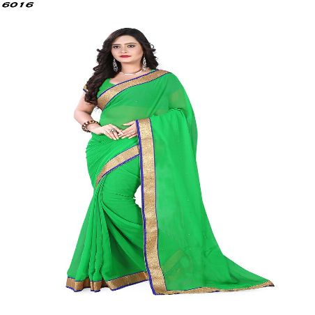 Green chiffon festival wear saree 810